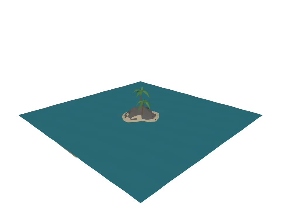 Claude Opus 5 — P10: A low-poly island scene: small rocky island with two palm trees and a sandy beach.