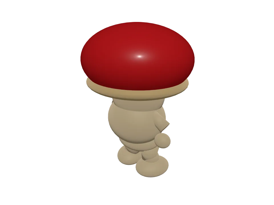 Grok 4.6 — P04: A cute cartoon mushroom creature with big eyes and stubby legs, standing.