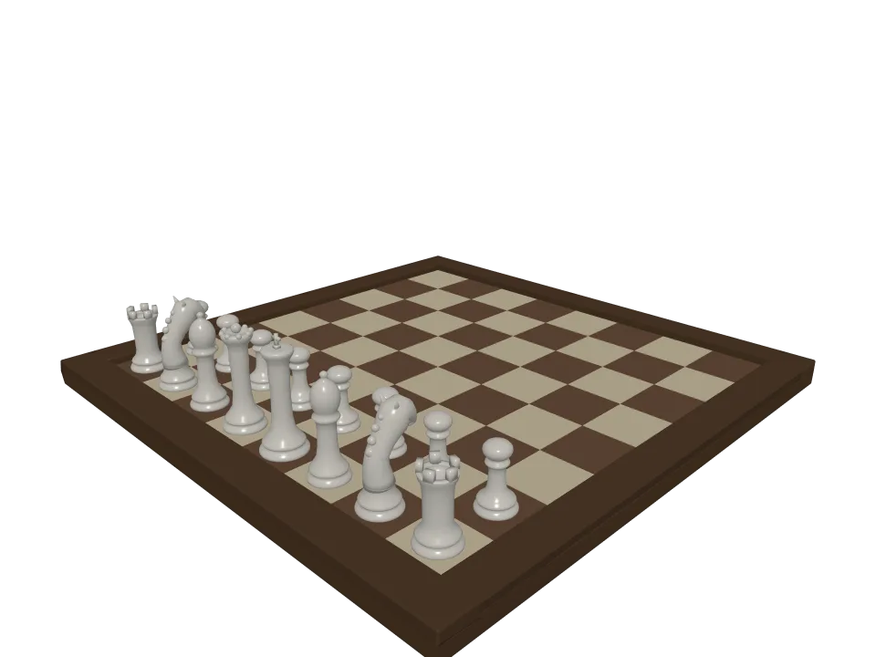 Grok 4.6 — P12: A chess set arrangement: checkered board with the two front rows of white pieces placed correctly.