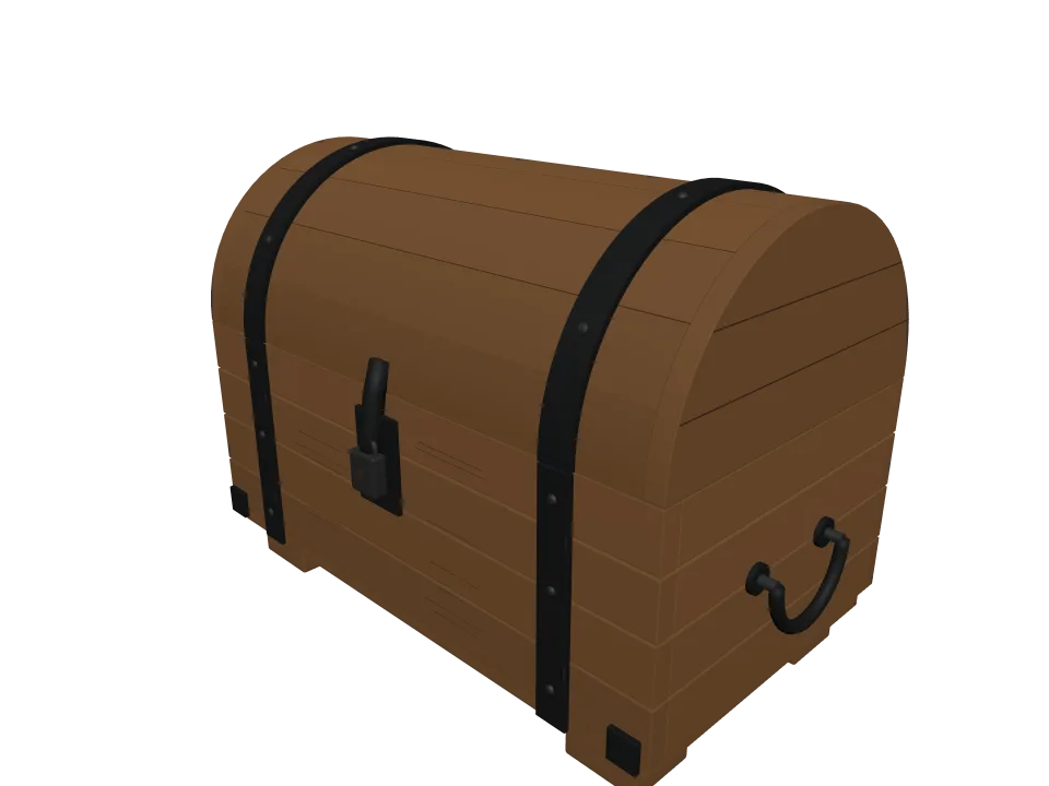 GPT-6 Astra — P01: A wooden treasure chest with iron fittings and a curved lid, slightly weathered, closed.