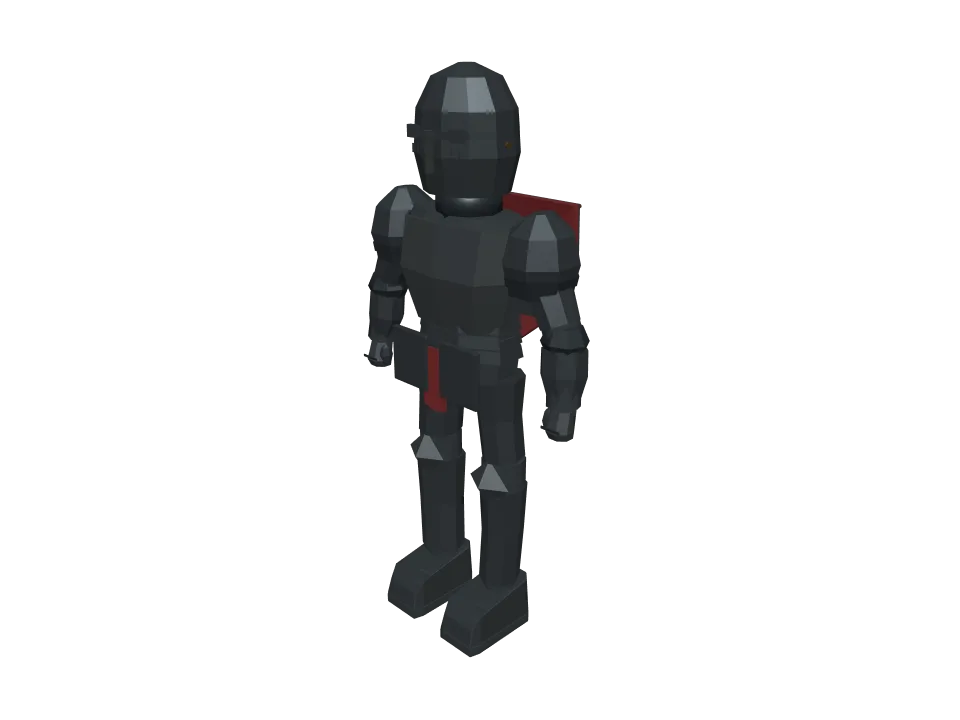 GPT-6 Astra — P03: A low-poly stylized knight character in idle pose, with helmet, shield on back, T-pose acceptable.