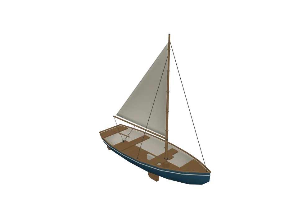 GPT-6 Astra — P08: A small sailing boat with hull, single mast, boom, and simplified sail.