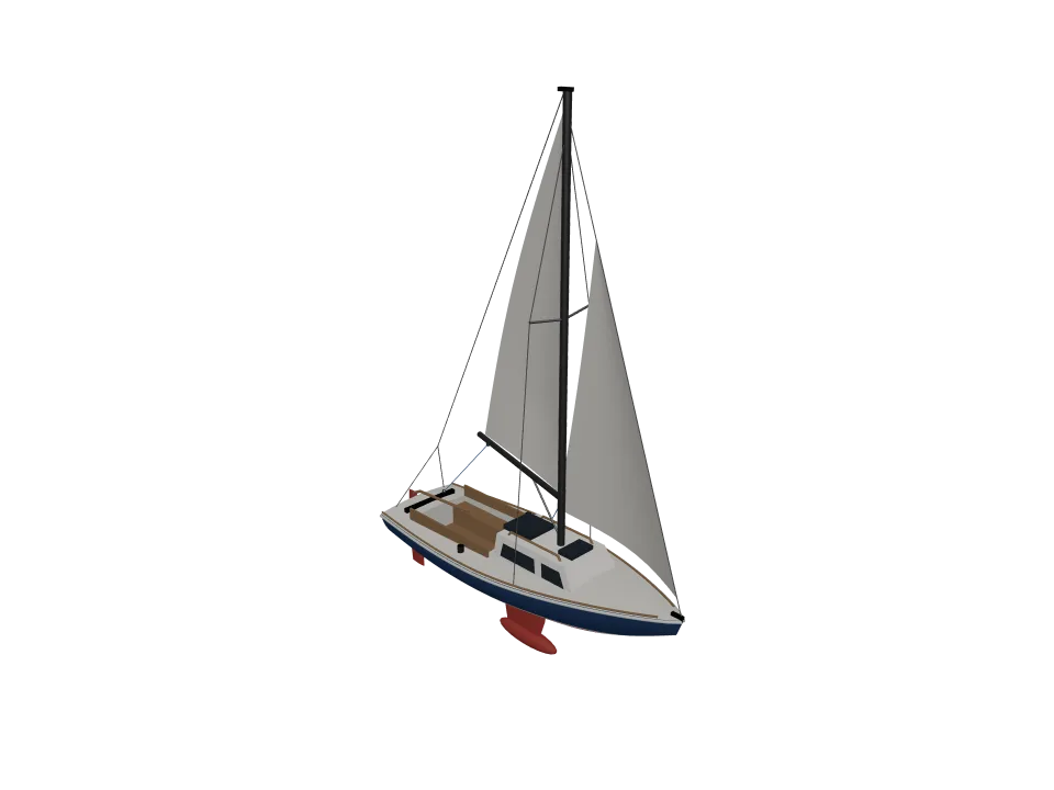 Claude Opus 5.5: Sailing boat. A small sailing boat with hull, single mast, boom, and simplified sail.
