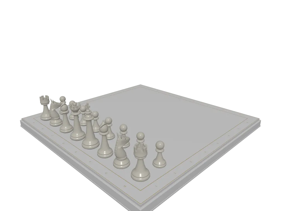 GPT-6.1 Sol: Chess set. A chess set arrangement: checkered board with the two front rows of white pieces placed correctly.