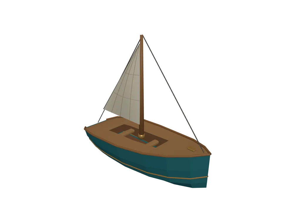 GPT-6 Luna: Sailing boat. A small sailing boat with hull, single mast, boom, and simplified sail.