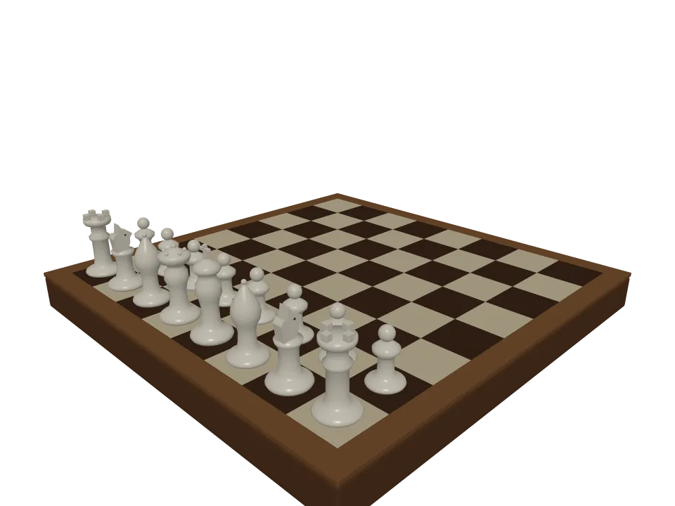 GPT-6 Luna: Chess set. A chess set arrangement: checkered board with the two front rows of white pieces placed correctly.