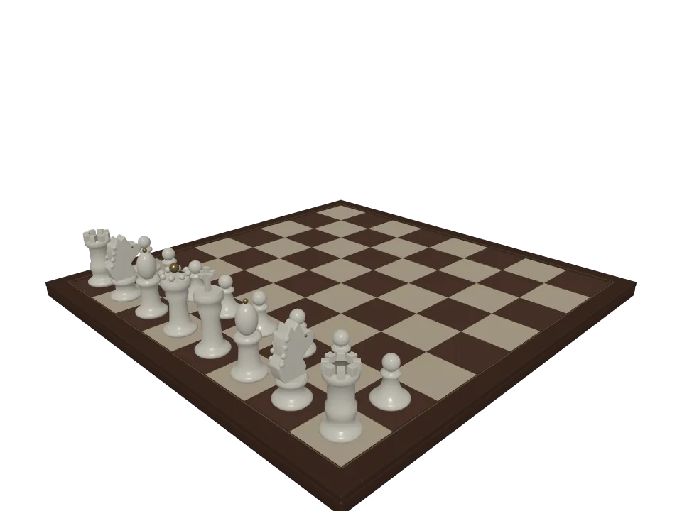 GPT-6 Sol: Chess set. A chess set arrangement: checkered board with the two front rows of white pieces placed correctly.