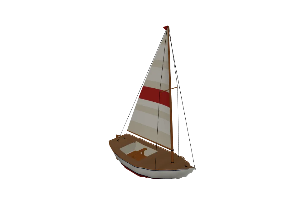 Grok 4.7: Sailing boat. A small sailing boat with hull, single mast, boom, and simplified sail.