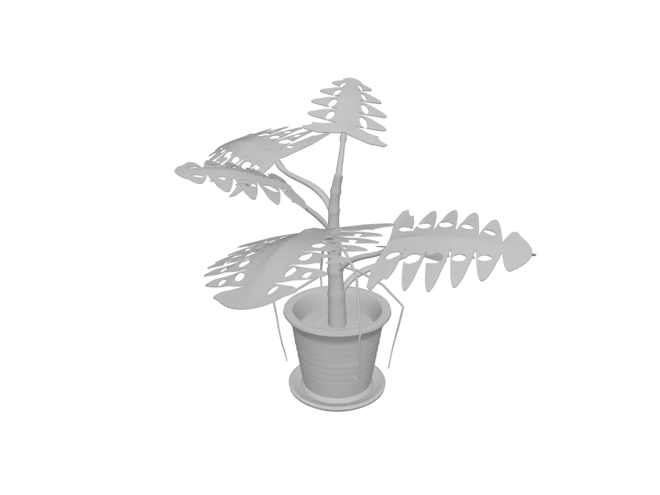 Grok 4.7: Potted plant. A potted plant: terracotta pot with a leafy monstera-style plant, about six large leaves.